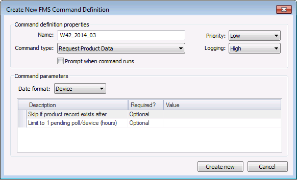Create New FMS Command Definition